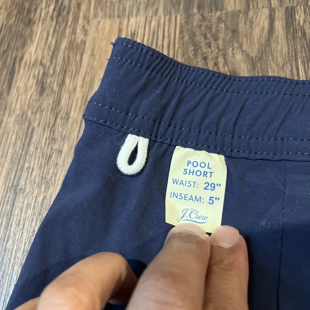 J Crew Swimming Trunks Mens In Navy Blue Size 29 Shorts Mesh Liner Cargo Pocket